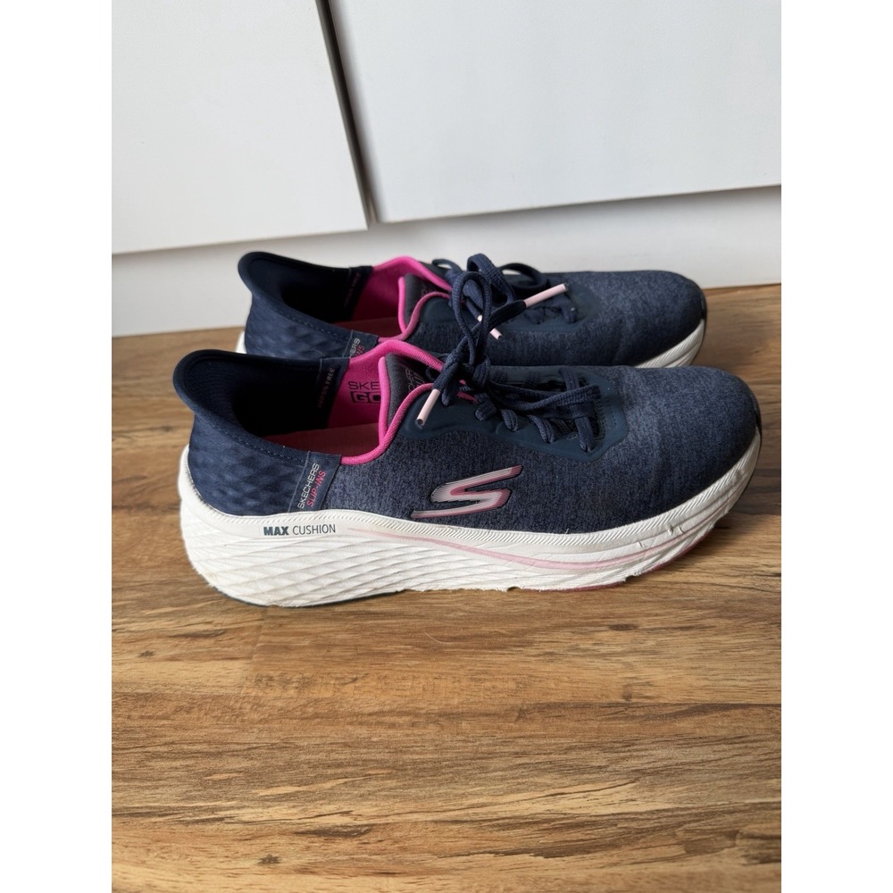 Skechers Slip-Ins Go Run Max Cushioning Elite 2.0 Prevail Womens 7.5 Navy Pink